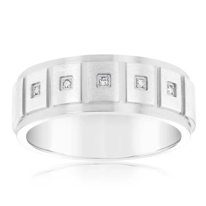 Forte stainless Steel Matt Finish 8mm Wide Ring