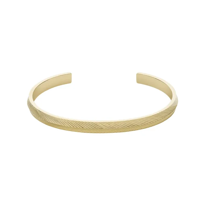 Fossil Yellow Gold Plated Stainless Steel Harlow Open Bangle