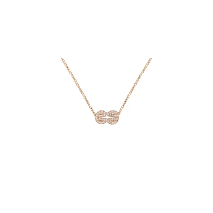 Fred Chance Infinie necklace medium model rose gold diamonds pavement | LEPAGE