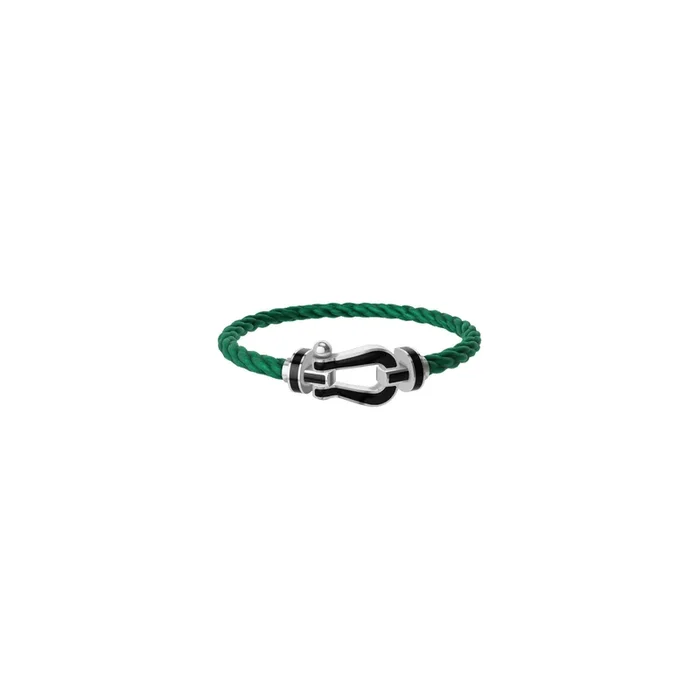 FRED Force 10 bracelet in white gold, black lacquer and green cable | Lepage