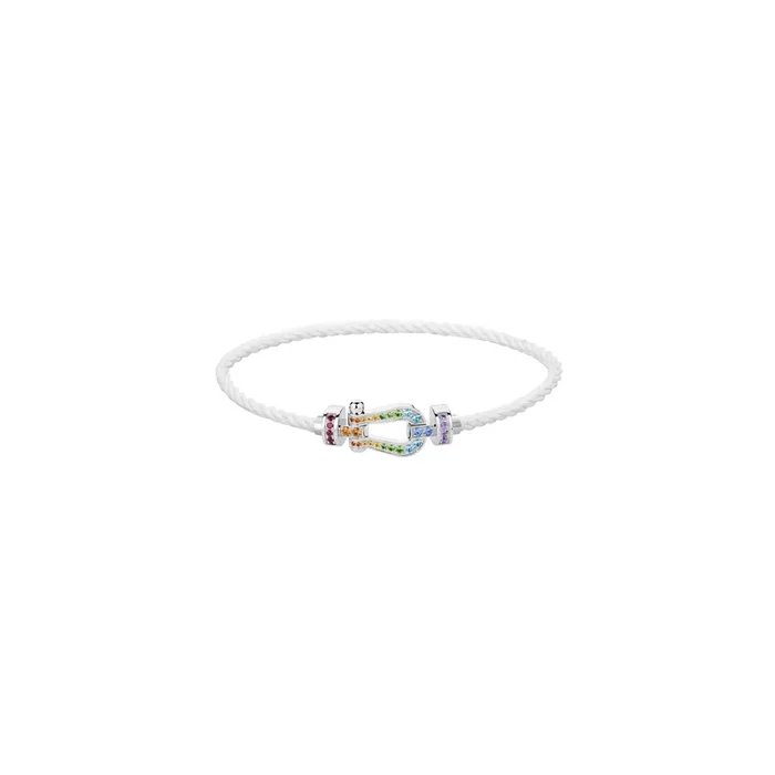 FRED Force 10 bracelet in white gold, colored stones and white cable | Lepage