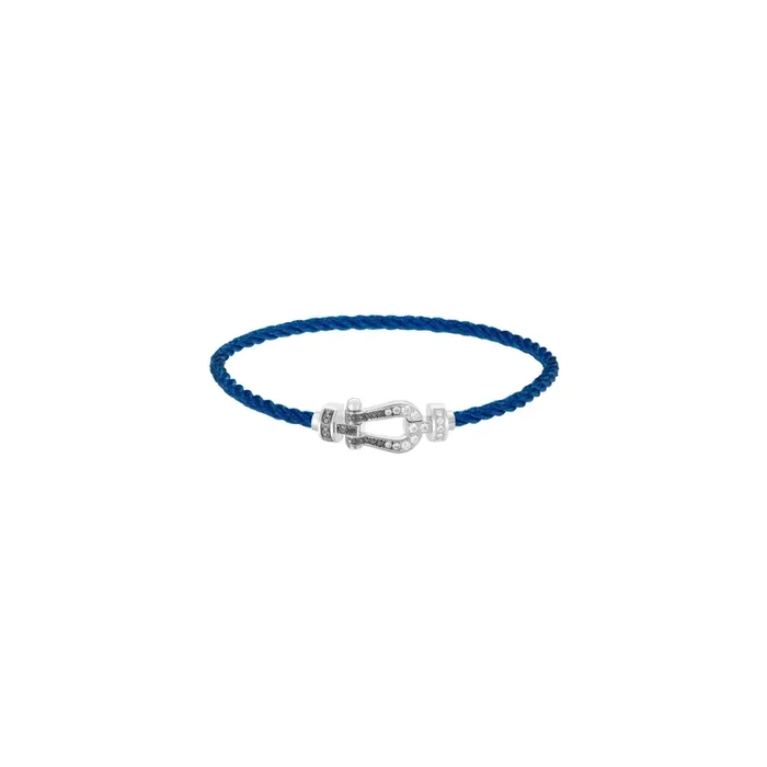 FRED Force 10 bracelet in white gold, white and black diamonds and blue cable | Lepage