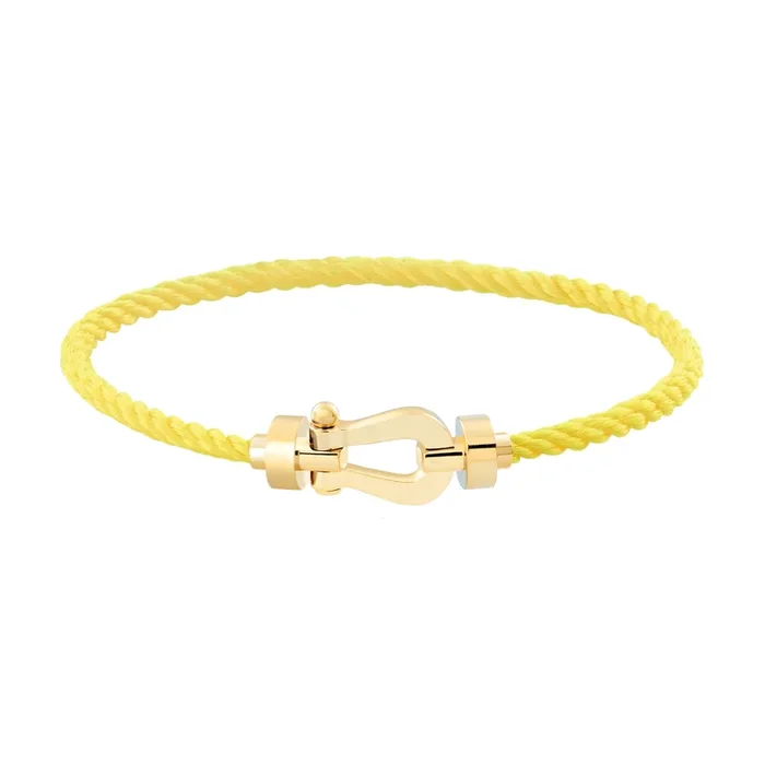 Fred Force 10 bracelet medium model in yellow gold and fluorescent yellow cable – Lepage