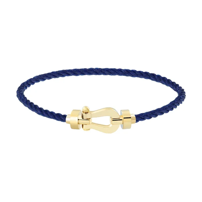 Fred Force 10 bracelet medium model in yellow gold and navy blue cable – Lepage