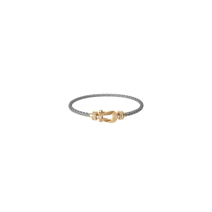 Fred Force 10 bracelet medium model in yellow gold, diamonds and steel cable – Lepage