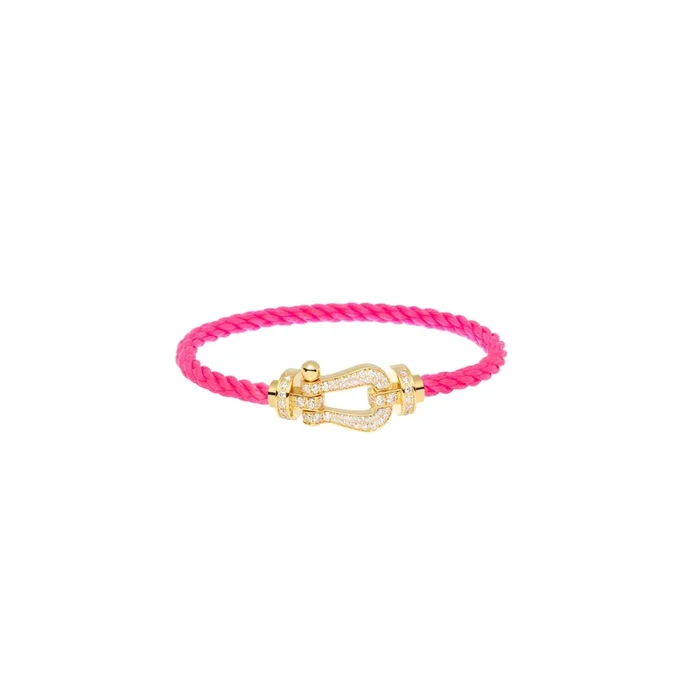 FRED Force 10 bracelet yellow gold diamond-paved fluorescent pink cable | Lepage