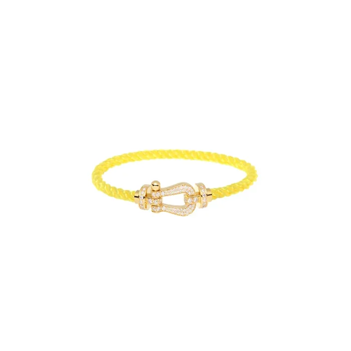 FRED Force 10 bracelet yellow gold diamond-paved fluorescent yellow cable | Lepage