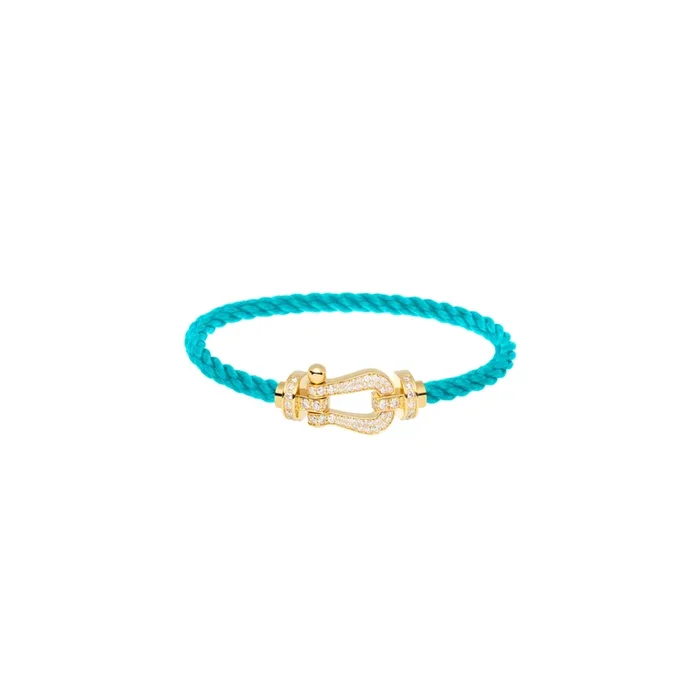 FRED Force 10 bracelet yellow gold diamond-paved turquoise cable | Lepage