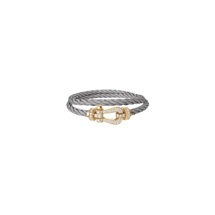 FRED Force 10 bracelet yellow gold with diamond pavement steel cable | Lepage