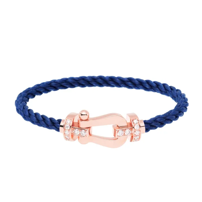 Fred Force 10 large model bracelet in rose gold, diamonds and indigo blue cable – Lepage