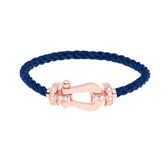 Fred Force 10 large model bracelet in rose gold, diamonds and navy blue cable – Lepage