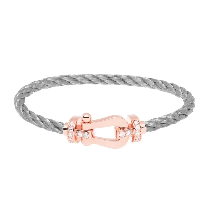 Fred Force 10 large model bracelet in rose gold, diamonds and steel cable – Lepage