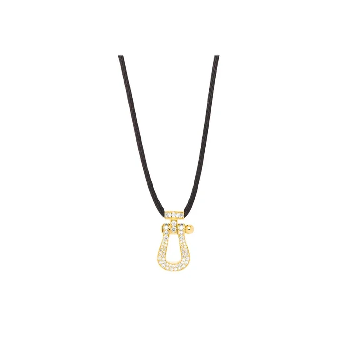 Fred Force 10 large model pendant in yellow gold and diamonds on cord – Lepage