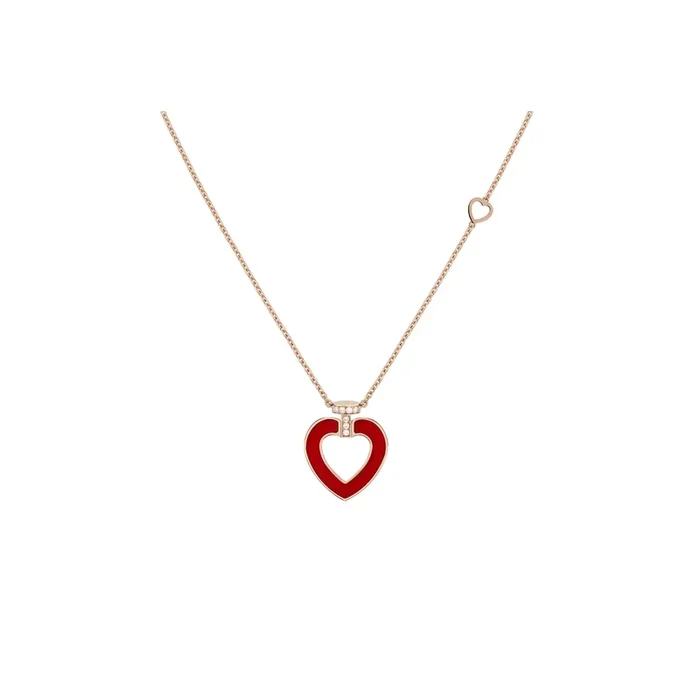 Fred Pretty Woman necklace, medium model in rose gold, diamonds and carnelian – Lepage