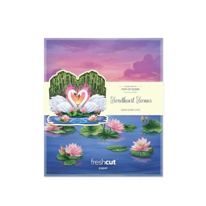 FreshCut Paper Sweetheart Swans Pop-Up Greeting Card
