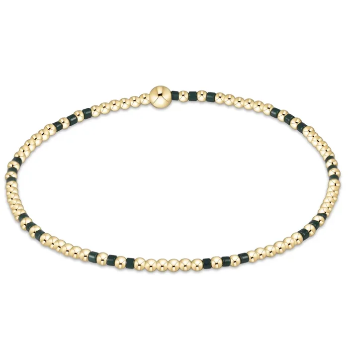 Gameday Hope Joy Pattern 2mm Bead Bracelet – Dark Green