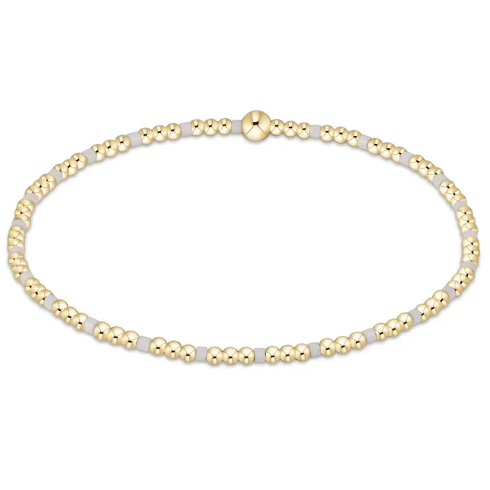 Gameday Hope Sincerity Pattern 2mm Bead Bracelet – White