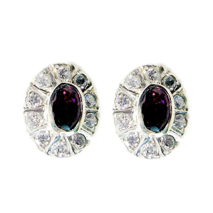 Garnet African Claire multiple Stud Red Silver Earring