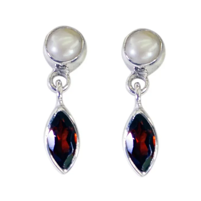 Garnet African Greta multiple Stud Red 925 Sterling Silver Earring