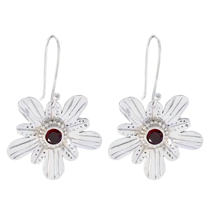 Garnet African Katharina Solitaire Dangle Red 925 Silver Earring
