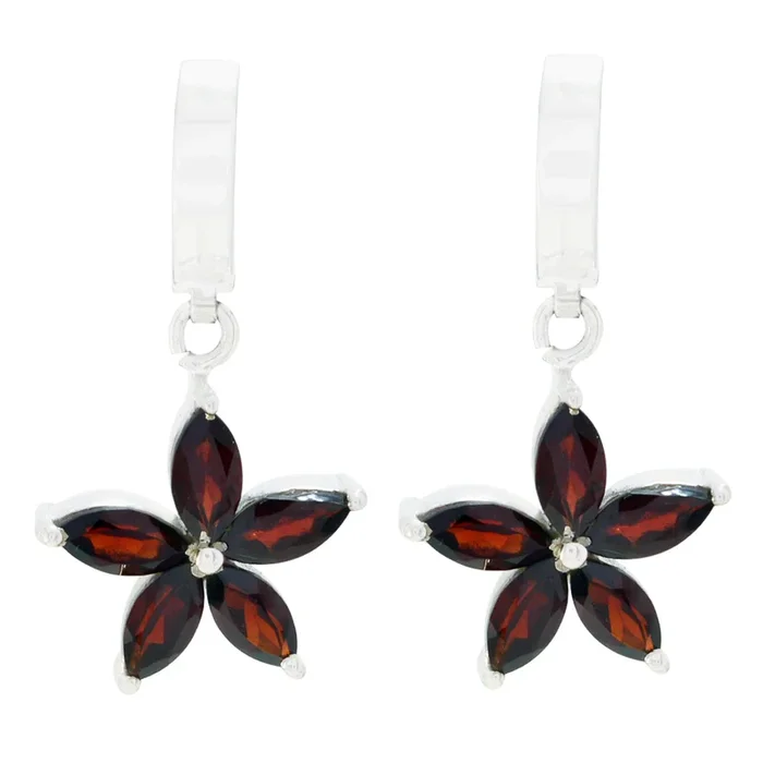 Garnet American Lourdes multiple Dangle Red 925 Sterling Silver Earring