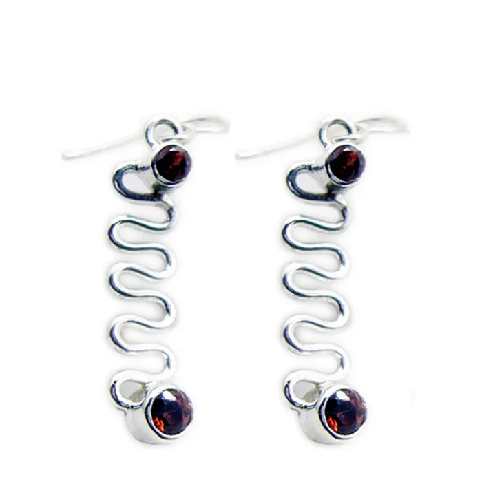 Garnet American Victoria multiple Dangle Red Silver Earring