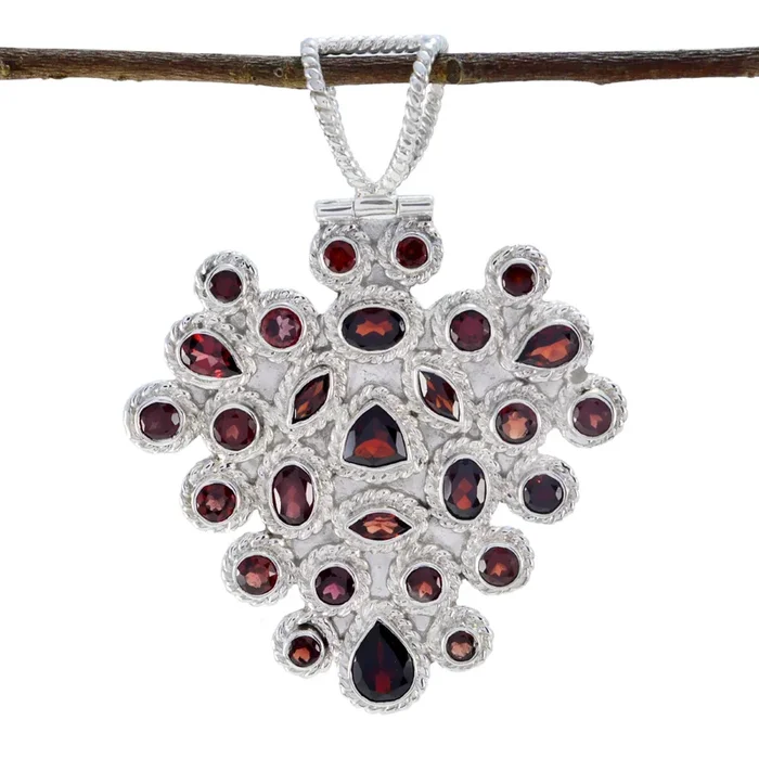 Garnet Chunky Mexican 925 Silver multiple Isabel Rope-Wire Red Pendant Jewelry