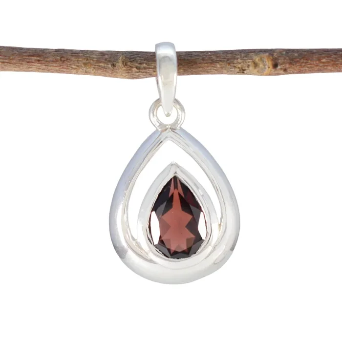 Garnet Delicate German Sterling Silver Solitaire Milagros Graceful Red Pendant Jewellery