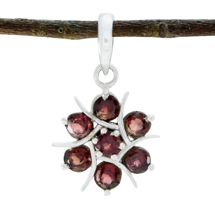Garnet Delicate Mexican 92.5 Silver Hepta Valentina Trendy Red Pendant Jewellery