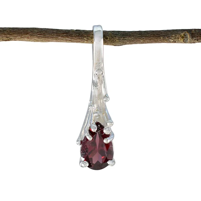 Garnet Delicate Spanish 925 Silver Solitaire Ana Graceful Red Pendant Jewelry