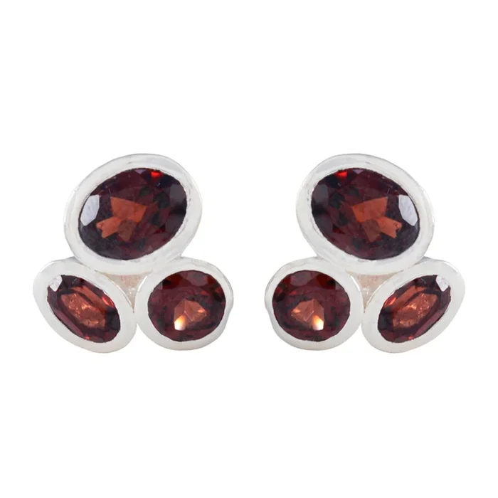 Garnet Egyptian Ji-eun multiple Stud Red 92.5 Silver Earring