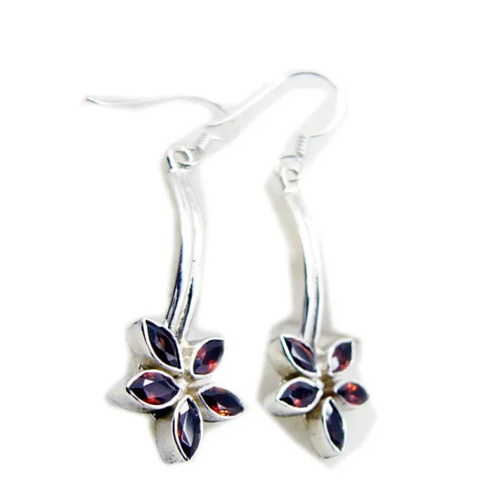 Garnet Egyptian Tereza multiple Dangle Red 925 Sterling Silver Earring