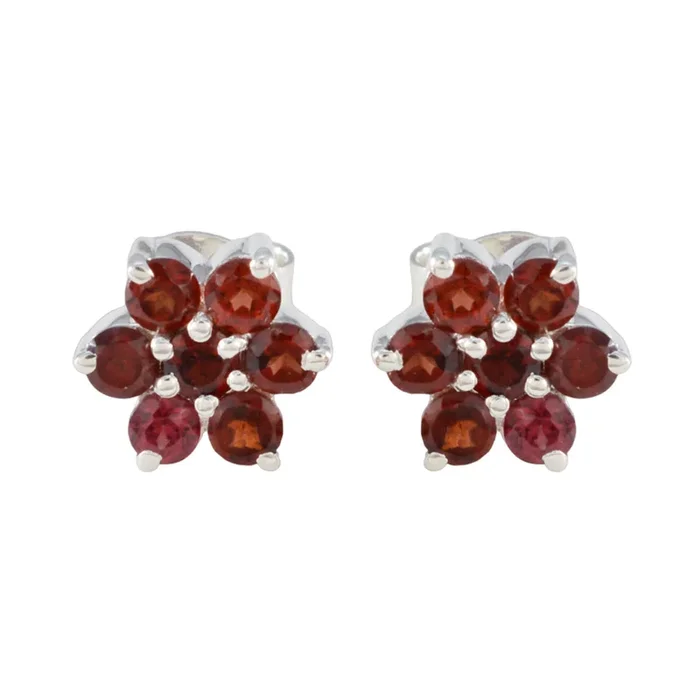 Garnet Egyptian Valentina multiple Stud Red 925 Sterling Silver Earring