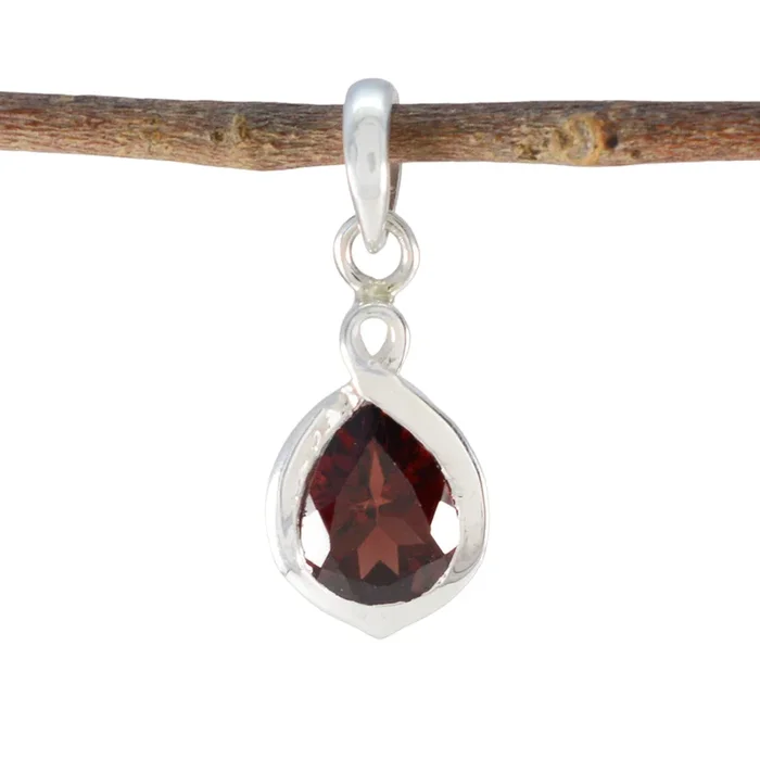 Garnet Elegant Korean 925 Silver Solitaire Jiwoo Cocktail Red Pendant Jewelry
