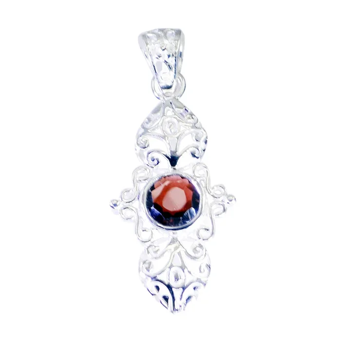 Garnet Featherlight French Silver Solitaire Isabelle Vintage Red Pendant Jewelry
