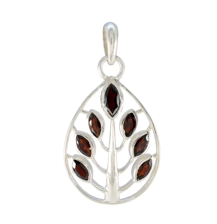 Garnet Featherlight Mexican Silver Hepta Aisha Romantic Red Pendant Jewelry