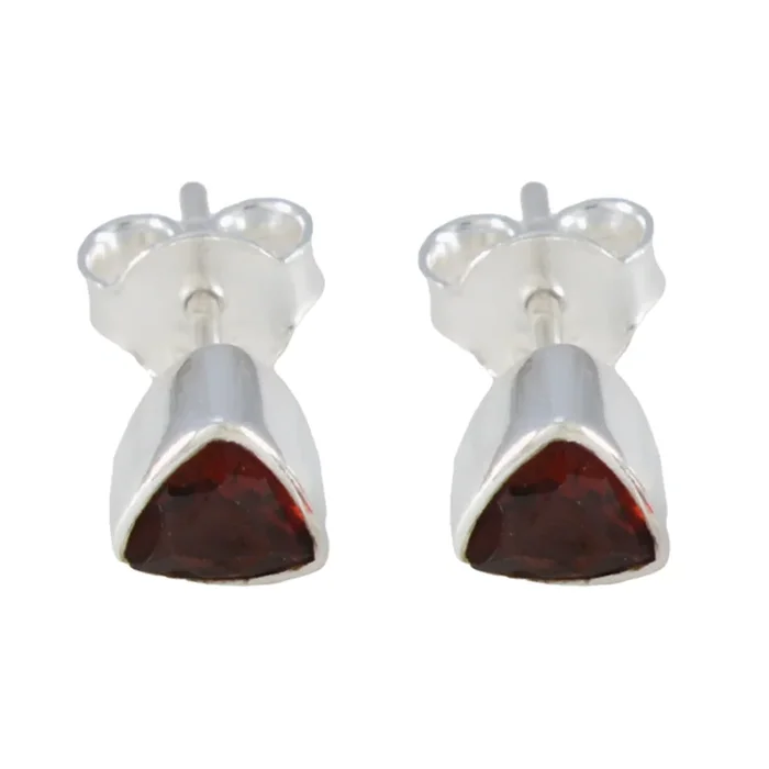 Garnet French Clara Solitaire Stud Red 925 Silver Earring
