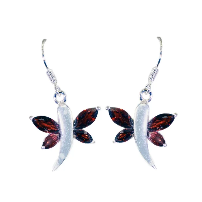 Garnet French Victoria multiple Dangle Red 92.5 Silver Earring