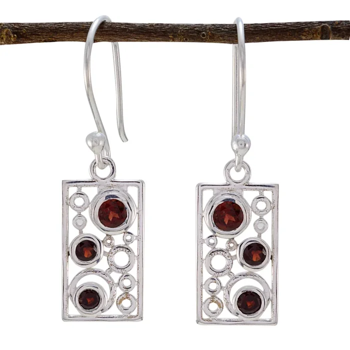 Garnet Japanese Abigail multiple Dangle Red Sterling Silver Earring