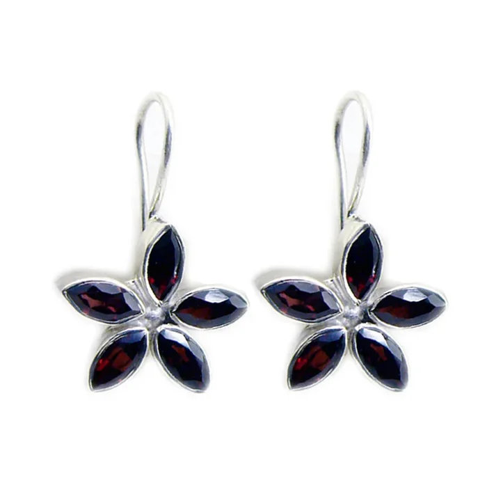 Garnet Japanese Ellie multiple Dangle Red Sterling Silver Earring