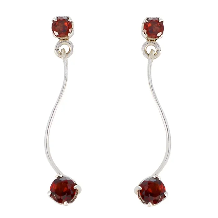 Garnet Japanese Ines multiple Stud Red Sterling Silver Earring