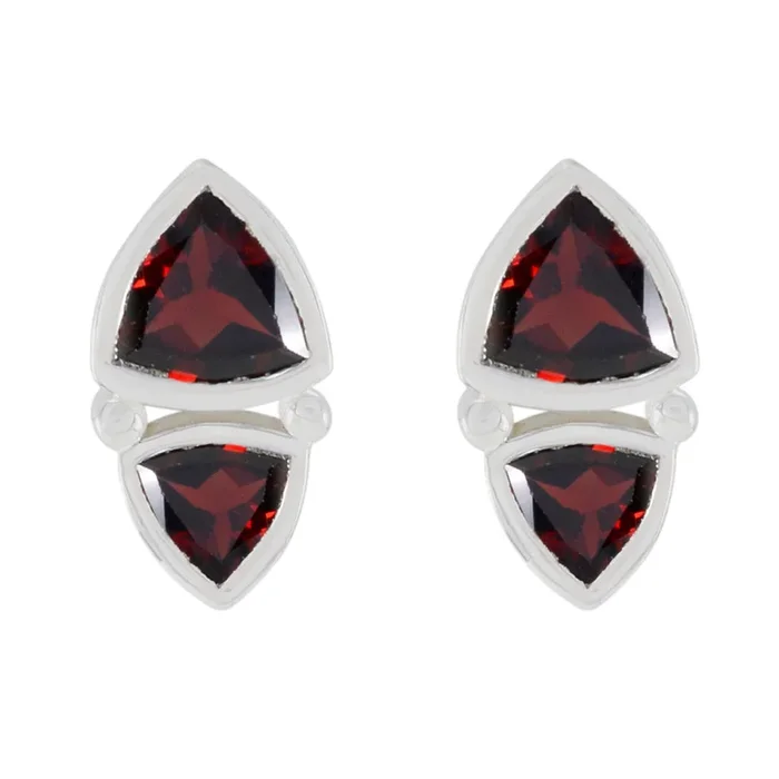 Garnet Japanese Rebeca Toi et Moi Stud Red 925 Silver Earring
