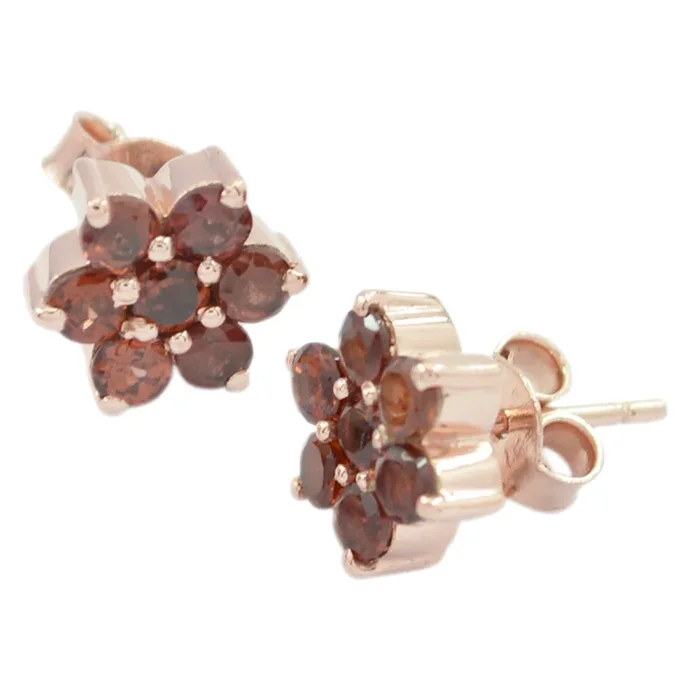 Garnet Japanese Teresa multiple Stud Red 92.5 Silver Earring