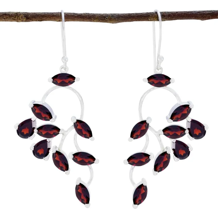 Garnet Latin American Eliza multiple Dangle Red Sterling Silver Earring