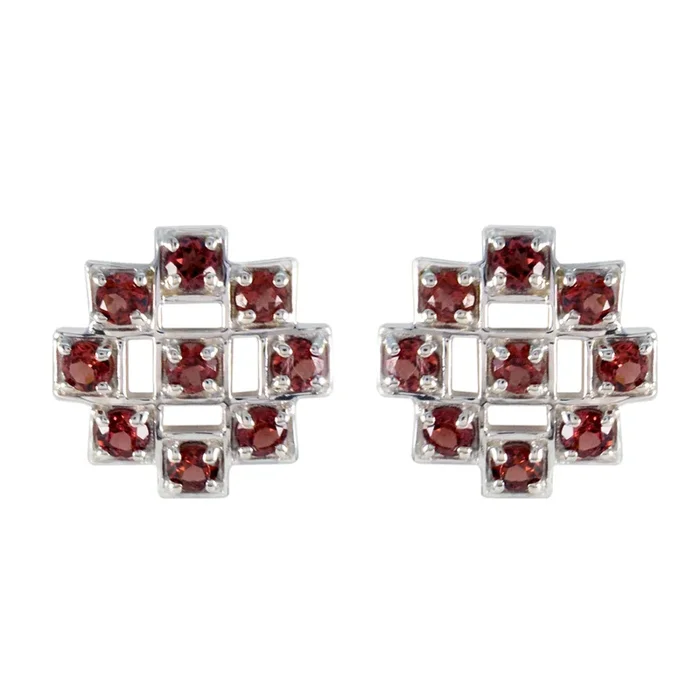 Garnet Latin American Evelyn multiple Stud Red Sterling Silver Earring
