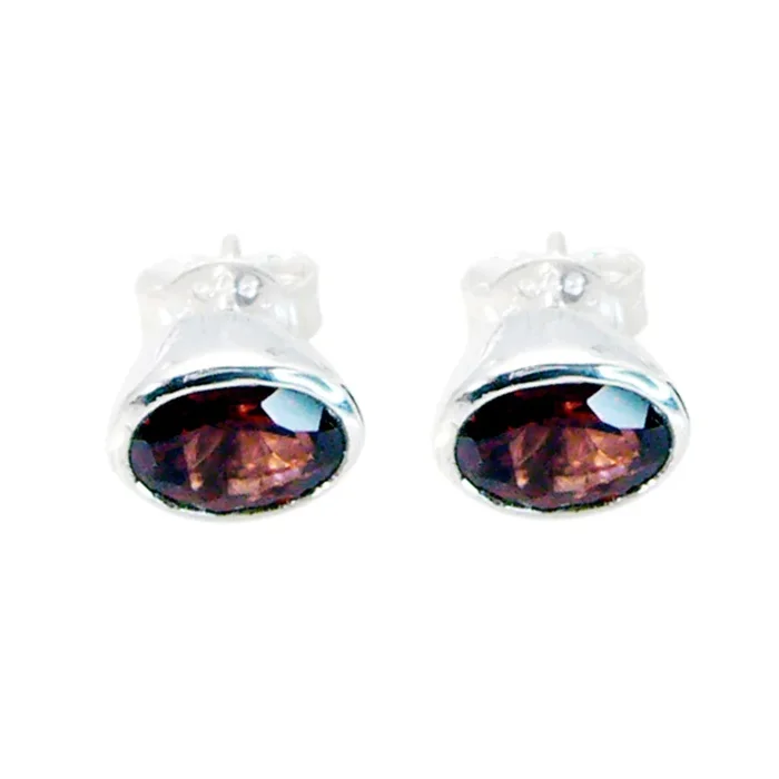 Garnet Latin American Hana Solitaire Stud Red 925 Silver Earring