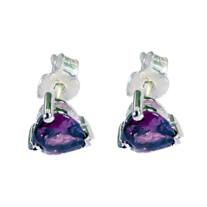 Garnet Latin American Rina Solitaire Stud Red Silver Earring