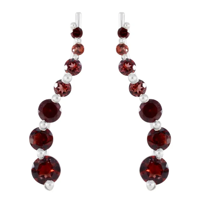 Garnet Latin American Xiu multiple EarCuff Red Silver Earring