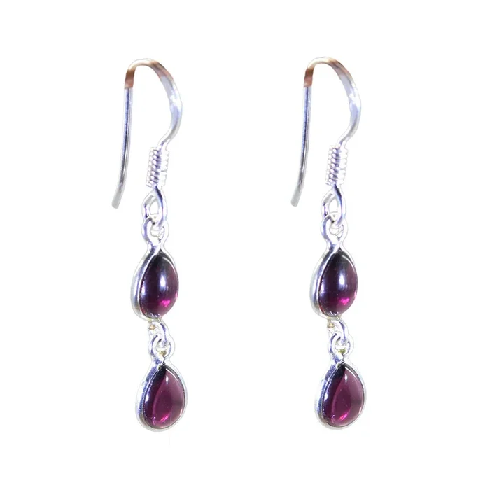 Garnet Middle Eastern Luisa multiple Dangle Red Silver Earring