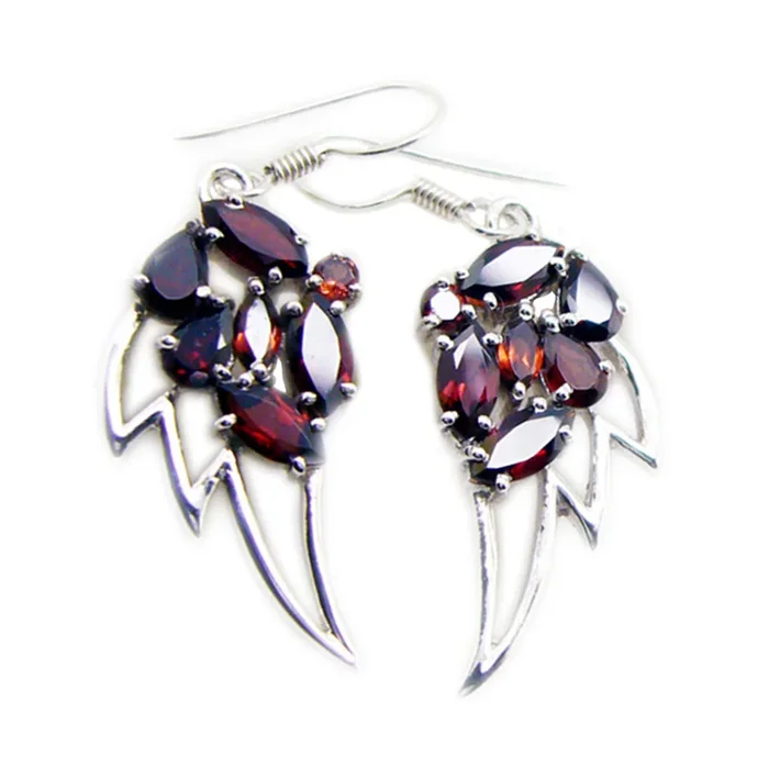 Garnet Russian Addison multiple Dangle Red Sterling Silver Earring